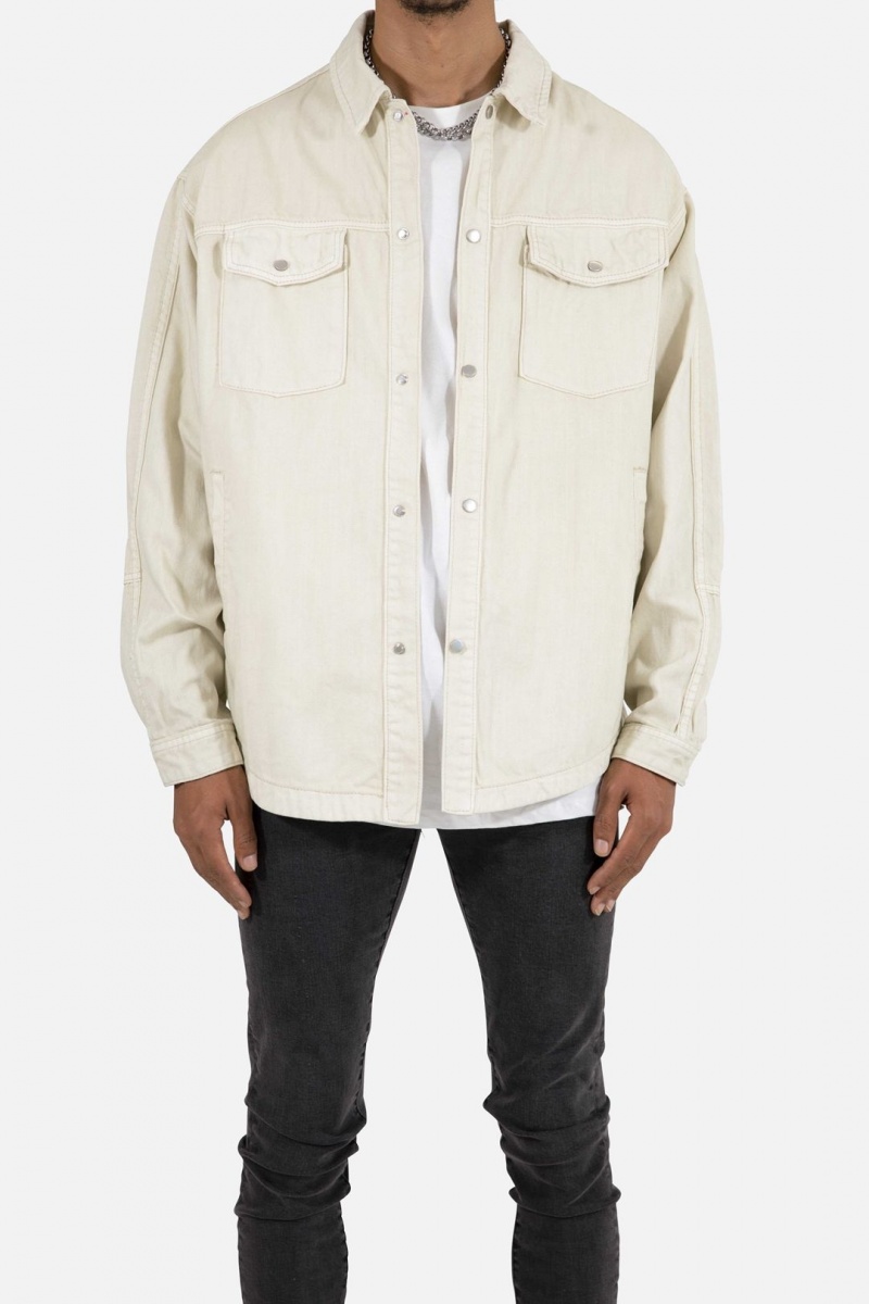 Chemises Mnml Denim Over Shirt Blanche Homme | RKU-1550648