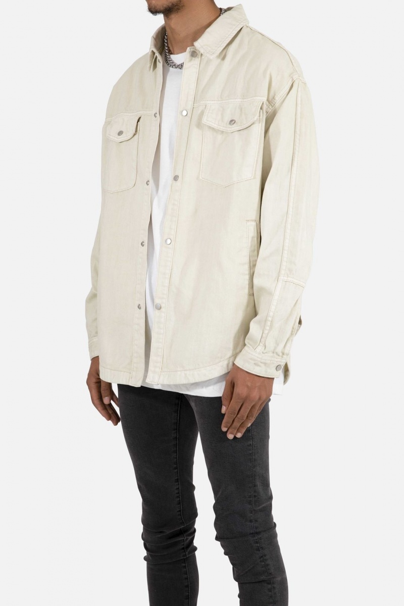 Chemises Mnml Denim Over Shirt Blanche Homme | RKU-1550648