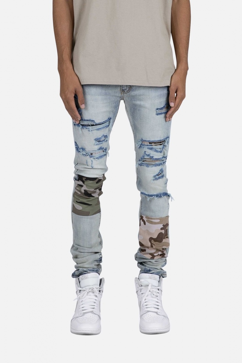 Skinny Denim Mnml X408 Repaired Mince Denim Bleu Homme | OTS-7064996