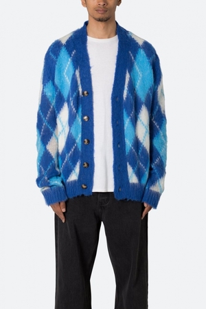 Sweats Mnml Argyle Cardigan Pull Blue/White  | TQK-0184455