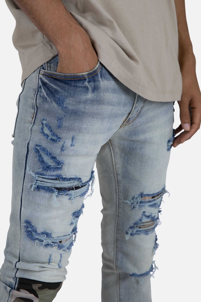 Skinny Denim Mnml X408 Repaired Mince Denim Bleu Homme | OTS-7064996