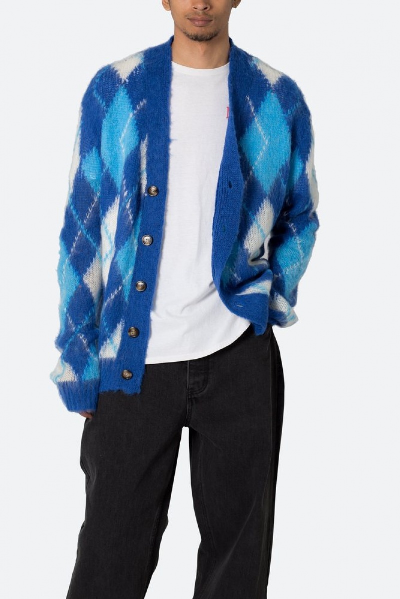 Sweats Mnml Argyle Cardigan Pull Blue/White  | TQK-0184455