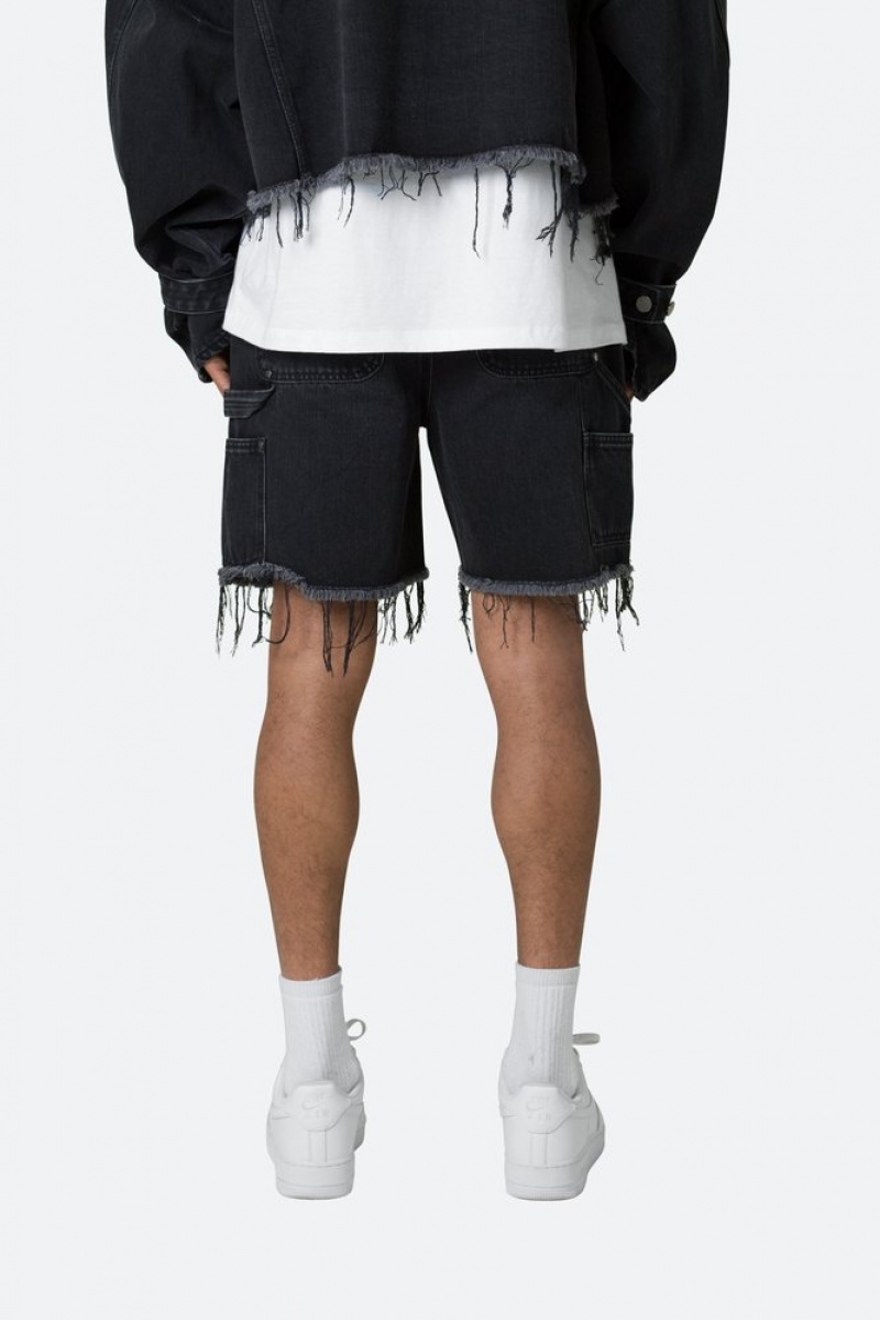 Short Jean Mnml Frayed Denim Shorts Noir  | QQX-9639523