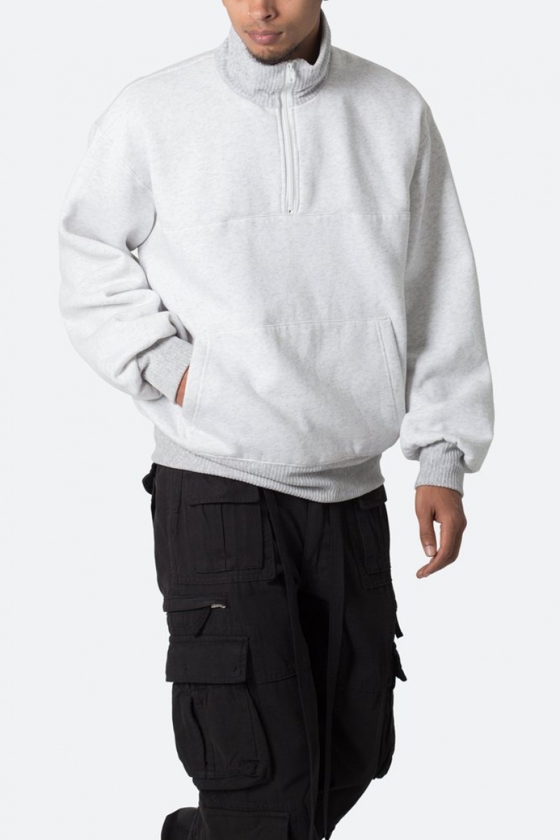 Sweats Mnml Washed 3/4 Fleece Pullover Grise  | LFA-7167350