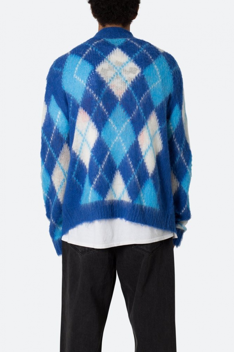 Sweats Mnml Argyle Cardigan Pull Blue/White  | TQK-0184455