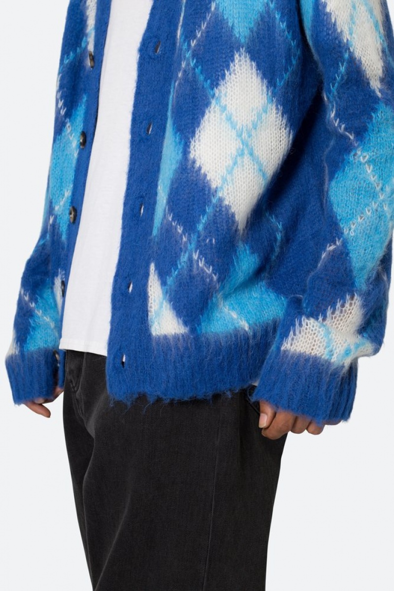 Sweats Mnml Argyle Cardigan Pull Blue/White  | TQK-0184455