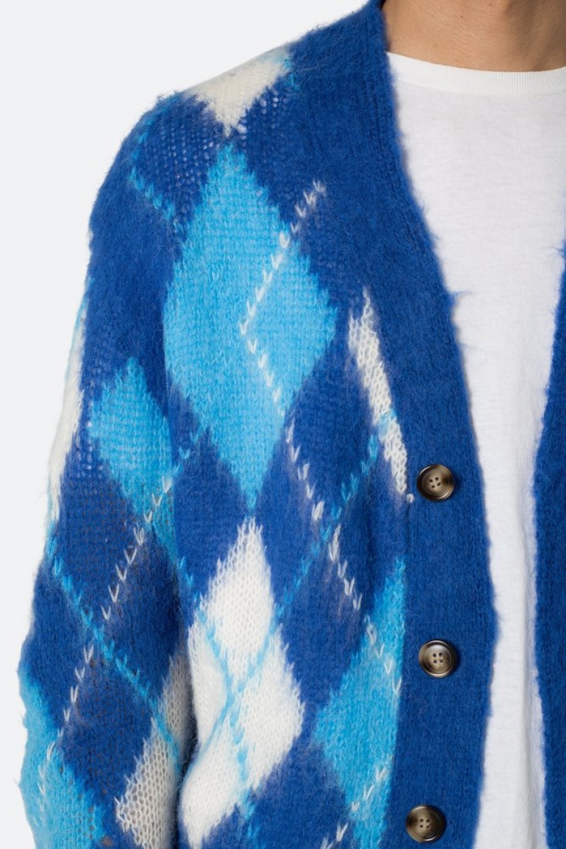 Sweats Mnml Argyle Cardigan Pull Blue/White  | TQK-0184455