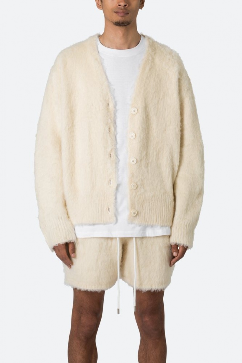 Sweats Mnml Fuzzy Cardigan Pull Blanche  | CYG-2214842