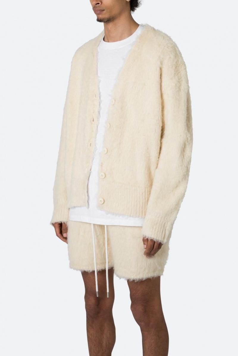 Sweats Mnml Fuzzy Cardigan Pull Blanche  | CYG-2214842