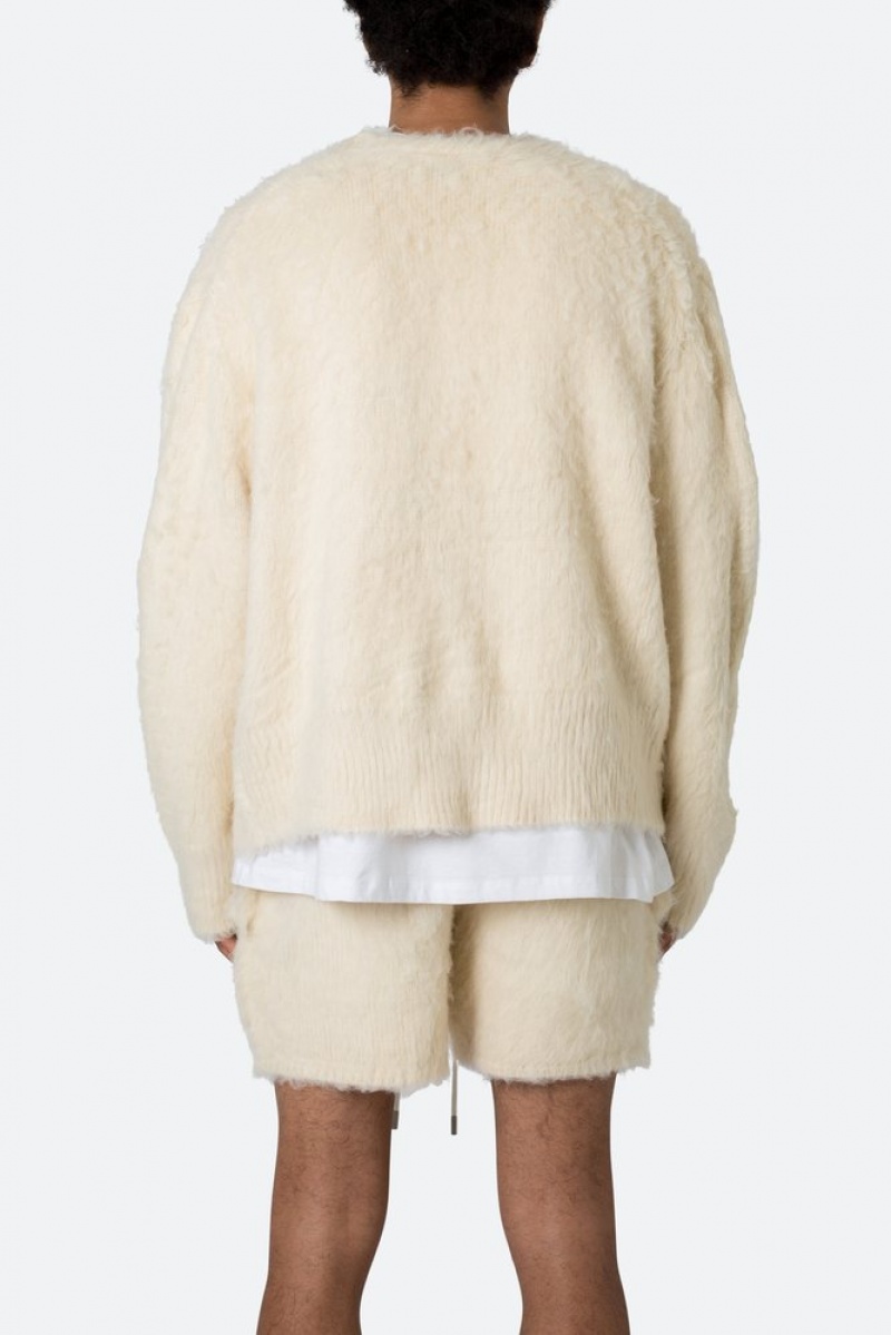 Sweats Mnml Fuzzy Cardigan Pull Blanche  | CYG-2214842