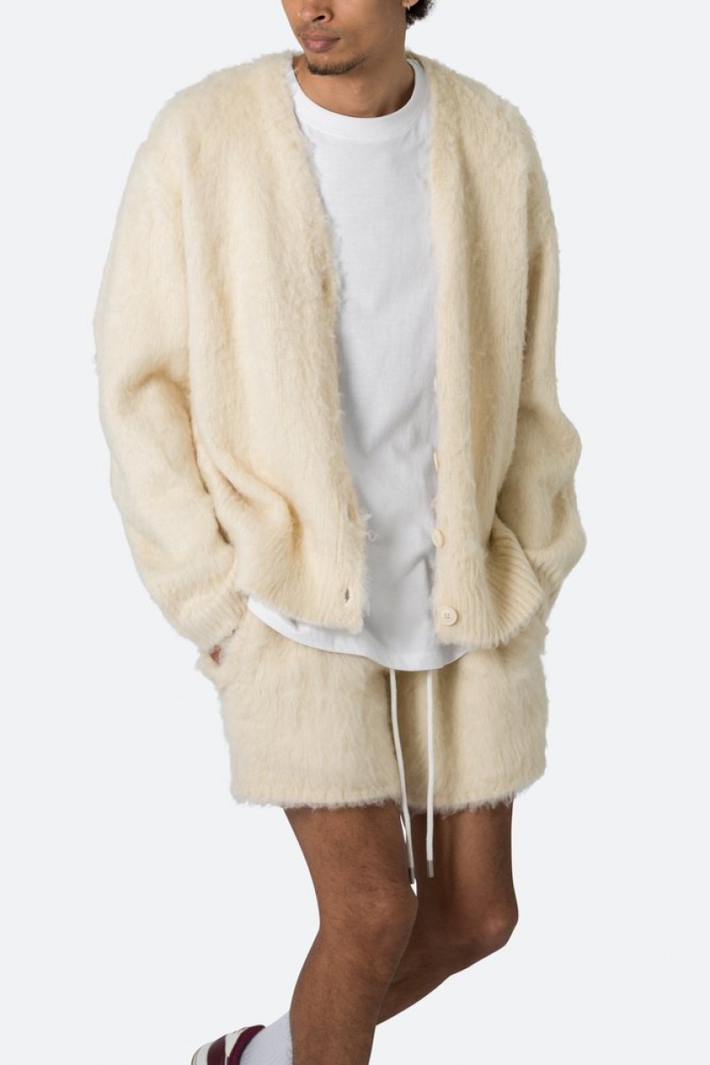 Sweats Mnml Fuzzy Cardigan Pull Blanche  | CYG-2214842