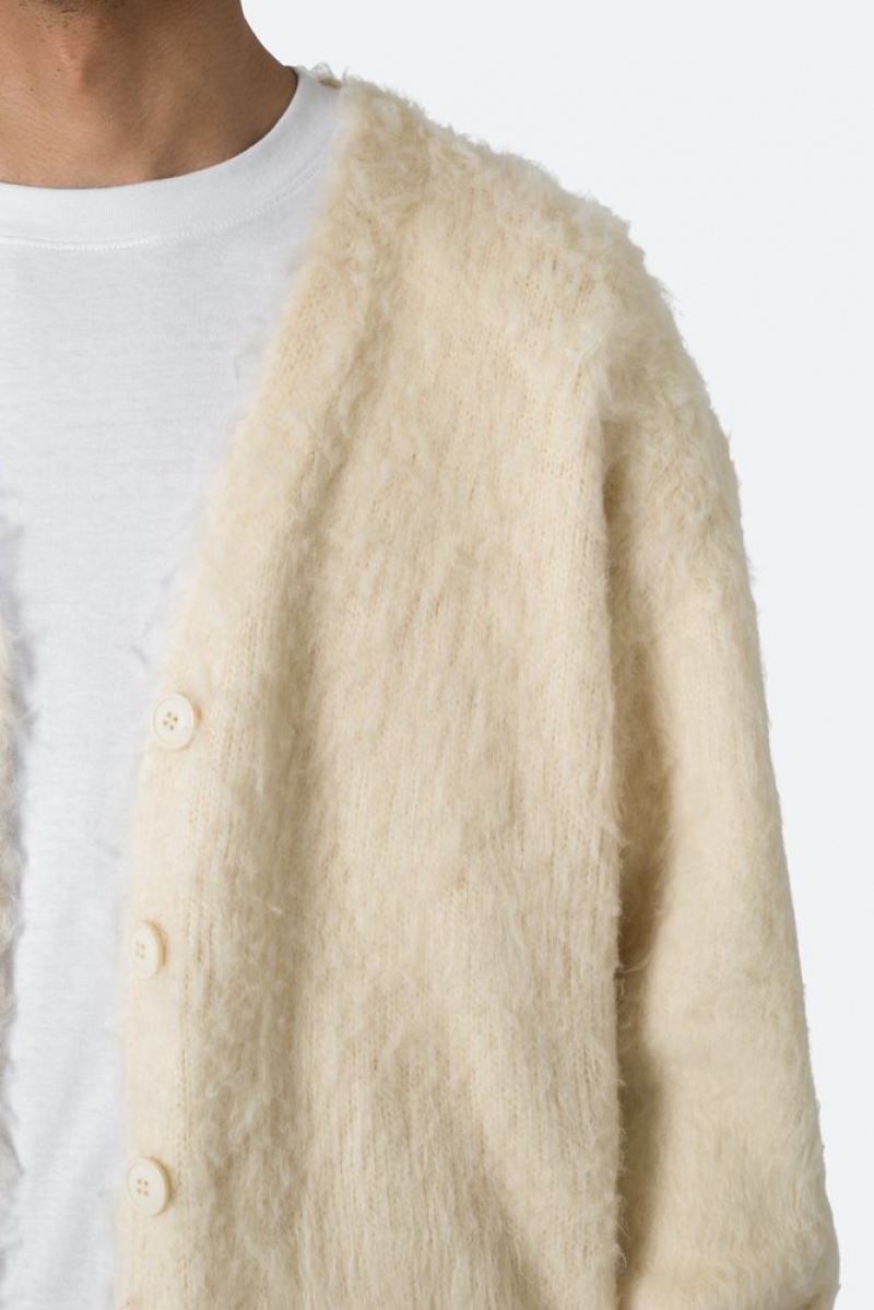 Sweats Mnml Fuzzy Cardigan Pull Blanche  | CYG-2214842