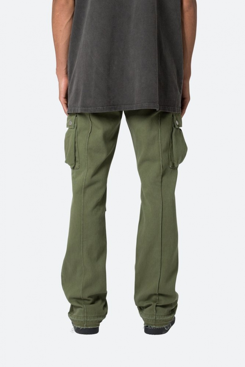 Cargos Mnml Front Zip Flare Cargo Pants Vert Olive  | UEE-0367895