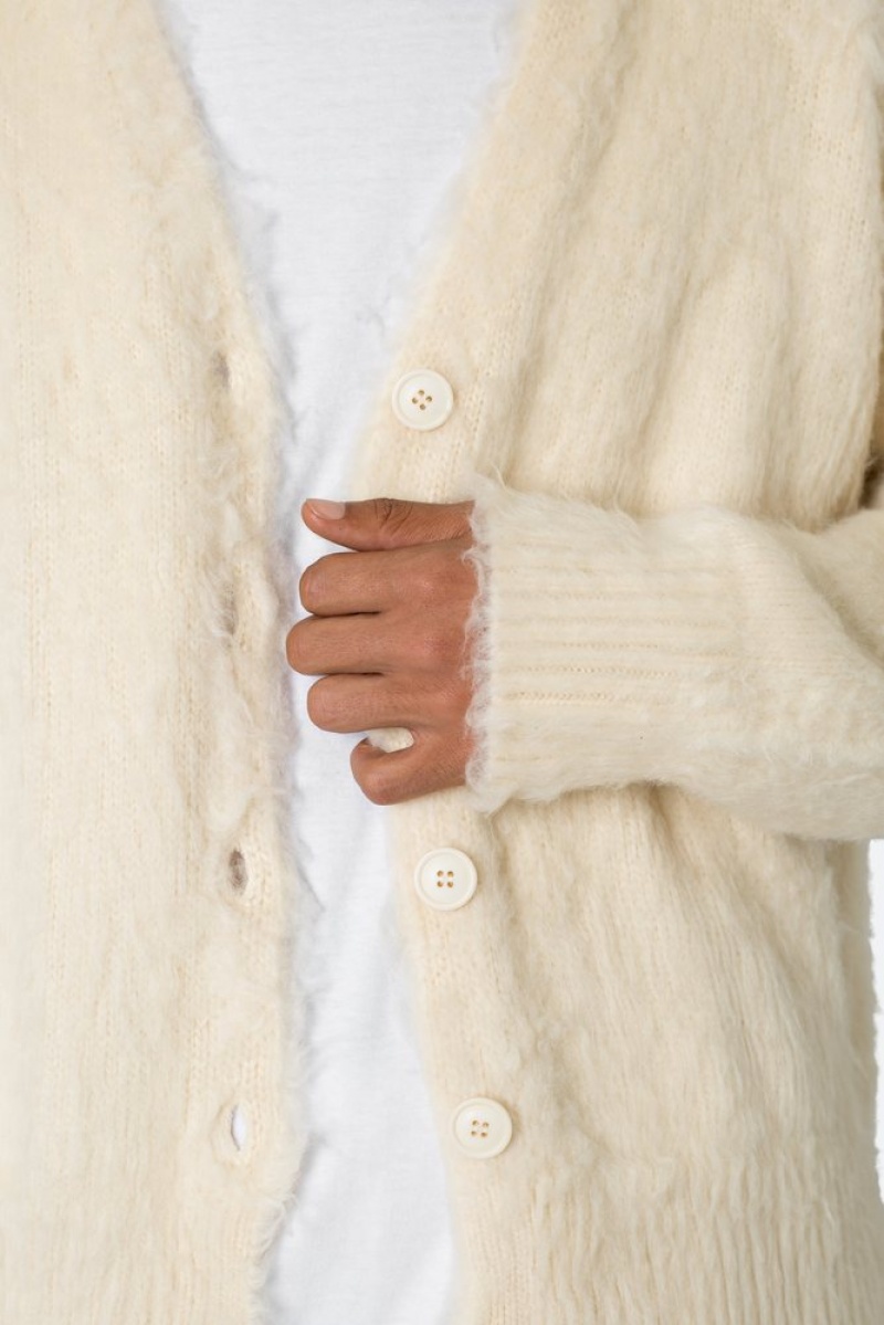 Sweats Mnml Fuzzy Cardigan Pull Blanche  | CYG-2214842