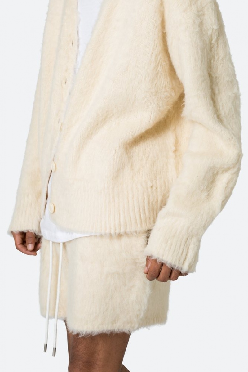 Sweats Mnml Fuzzy Cardigan Pull Blanche  | CYG-2214842