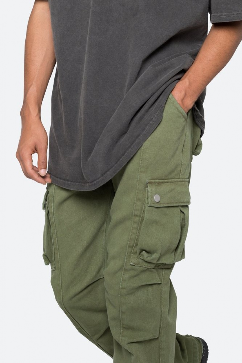 Cargos Mnml Front Zip Flare Cargo Pants Vert Olive  | UEE-0367895