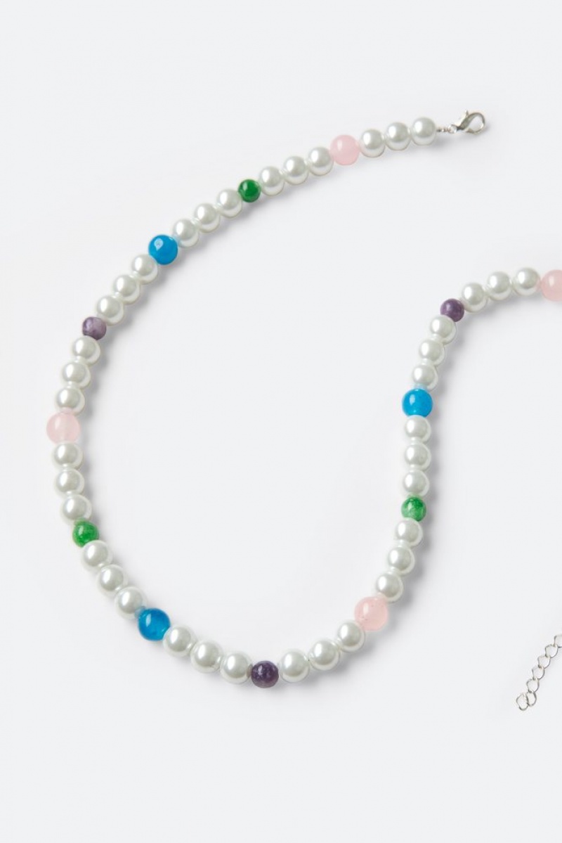 Bijoux Mnml Mixed Beaded Pearl Necklace Multi  | SUW-1212731