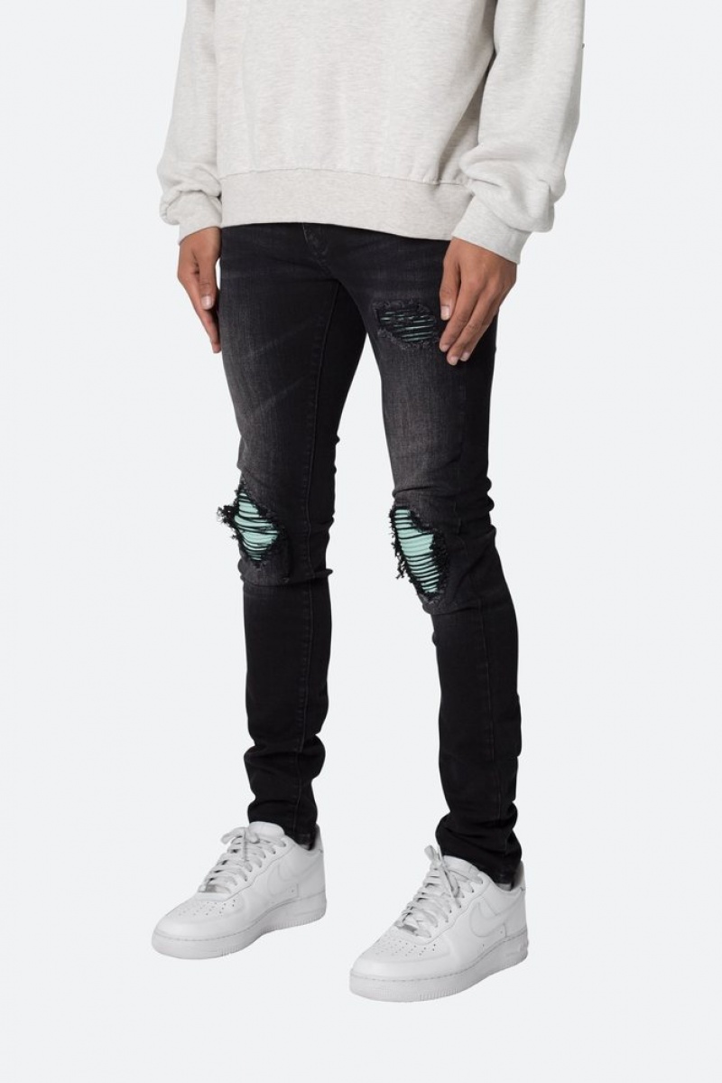 Skinny Denim Mnml X559 Mince Moto Denim Black/Green  | RSF-8918297