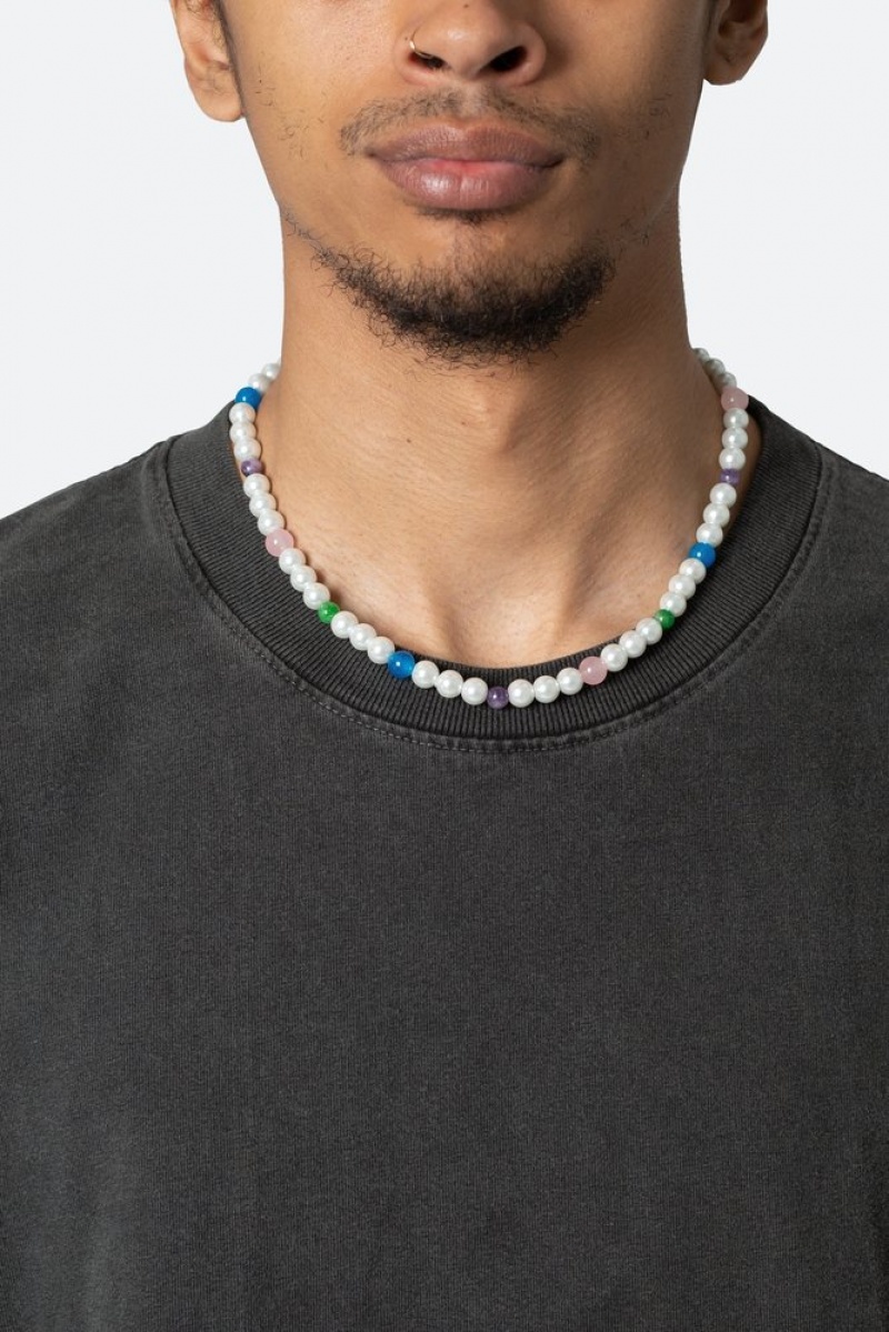 Bijoux Mnml Mixed Beaded Pearl Necklace Multi  | SUW-1212731