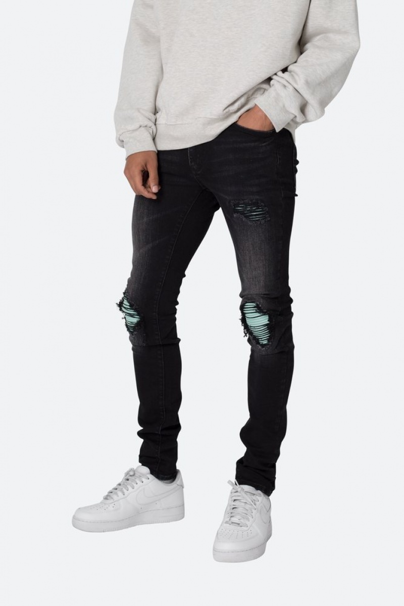 Skinny Denim Mnml X559 Mince Moto Denim Black/Green  | RSF-8918297