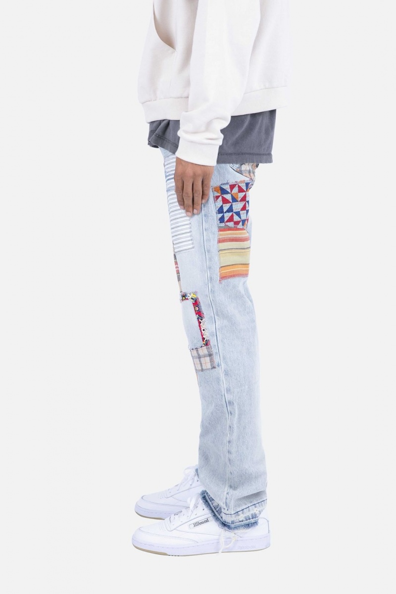 Baggy Denim Mnml V291 Patchwork Baggy Denim Bleu Clair Homme | UGV-2966707