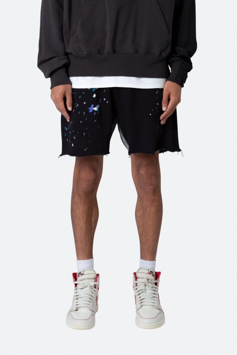 Short Mnml Contrast Paneled Sweatshorts Noir  | PNE-0785551