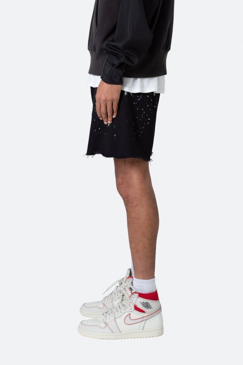 Short Mnml Contrast Paneled Sweatshorts Noir  | PNE-0785551