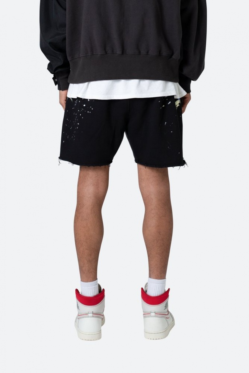 Short Mnml Contrast Paneled Sweatshorts Noir  | PNE-0785551