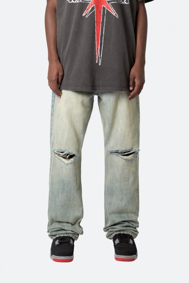 Baggy Denim Mnml Knee Distressed Ultra Baggy Denim Bleu  | XFB-2169796