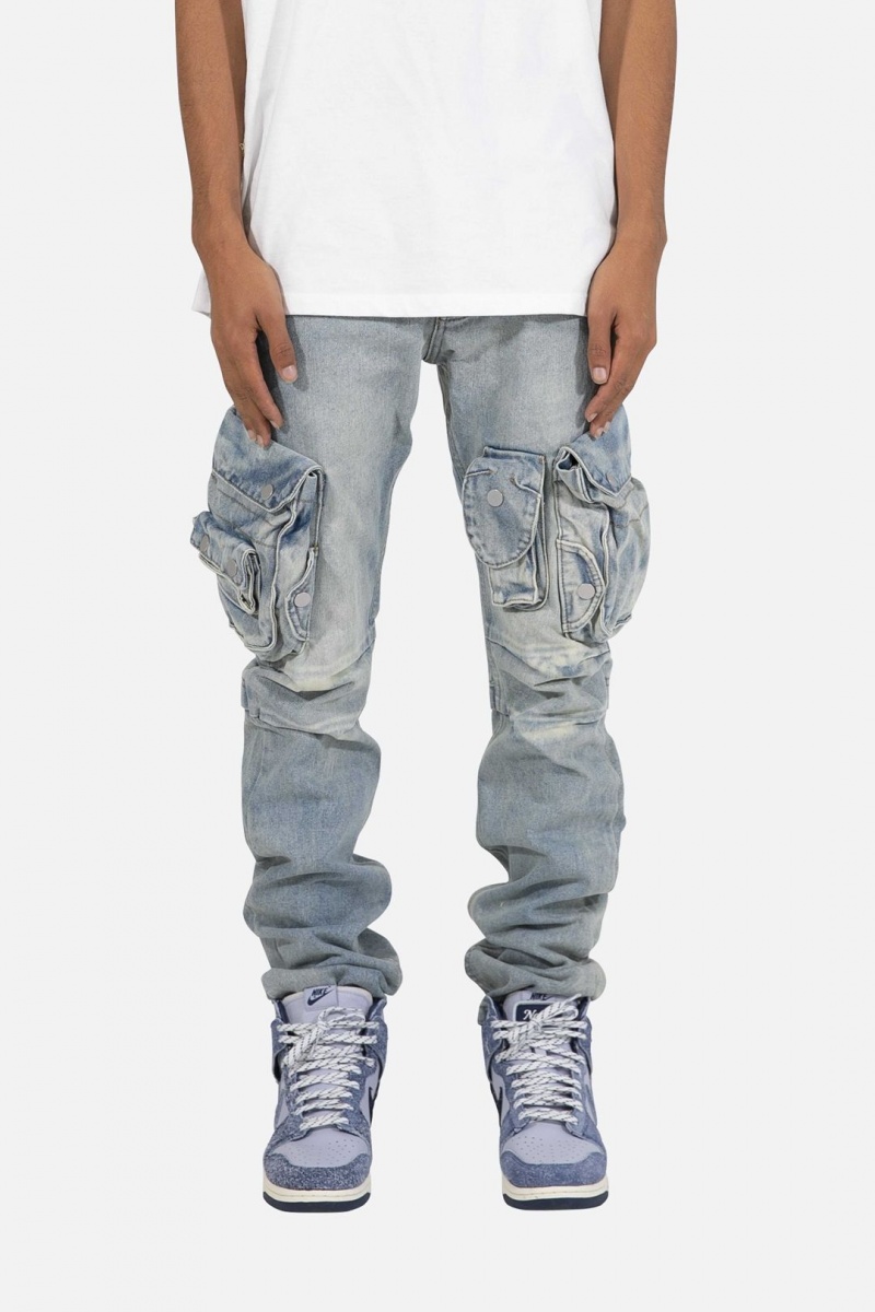 Cargos Mnml Snap Denim Cargo Pants Bleu Homme | HQV-8805793