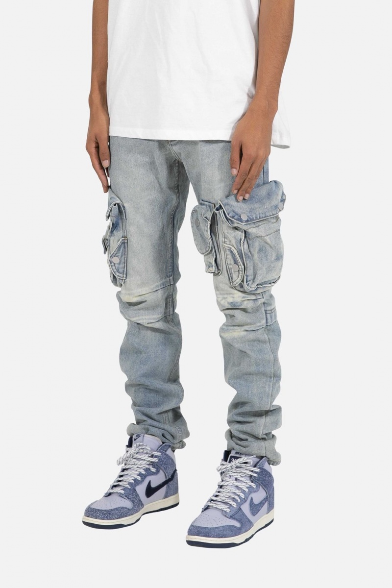 Cargos Mnml Snap Denim Cargo Pants Bleu Homme | HQV-8805793