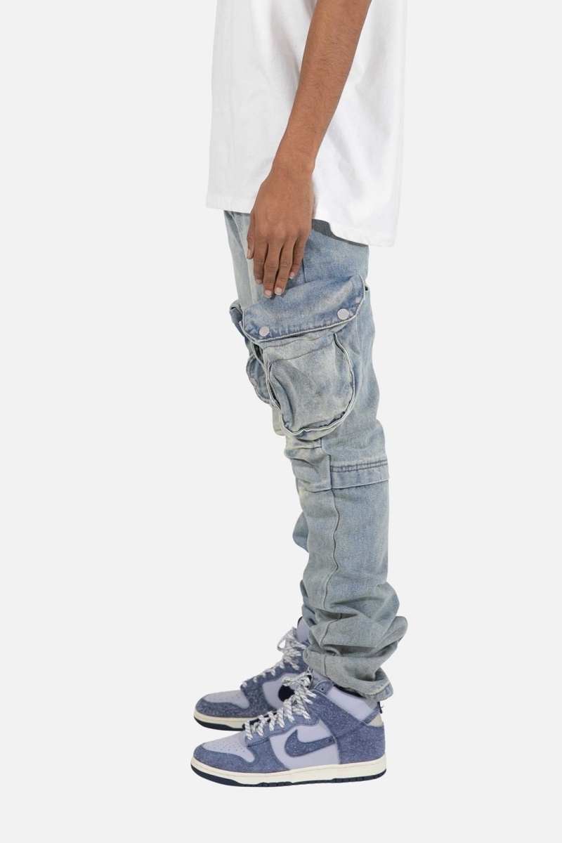 Cargos Mnml Snap Denim Cargo Pants Bleu Homme | HQV-8805793