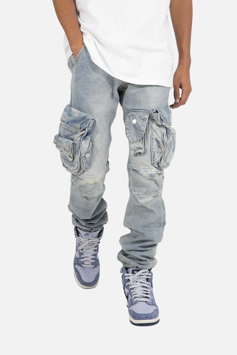 Cargos Mnml Snap Denim Cargo Pants Bleu Homme | HQV-8805793