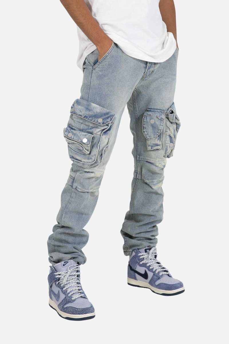 Cargos Mnml Snap Denim Cargo Pants Bleu Homme | HQV-8805793