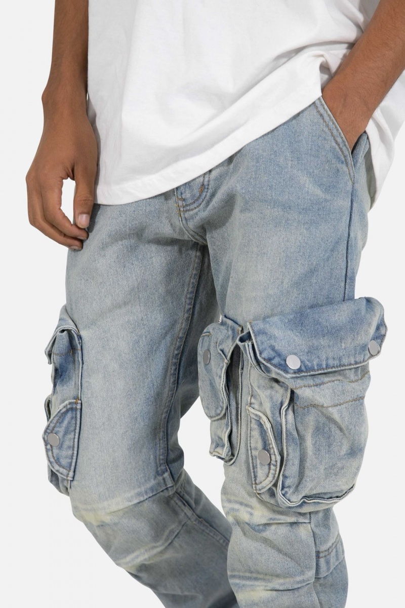 Cargos Mnml Snap Denim Cargo Pants Bleu Homme | HQV-8805793