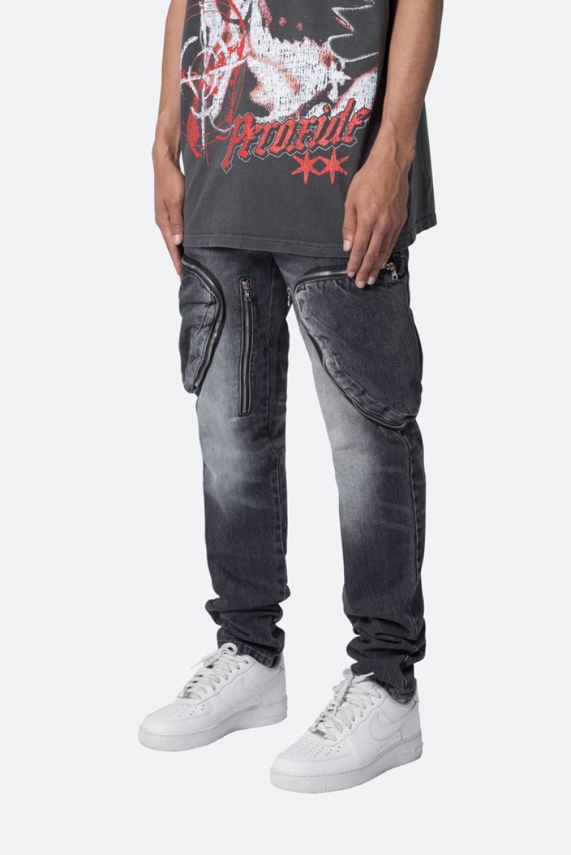 Cargos Mnml Zippé Inseam Cargo Denim Noir  | URK-7434836