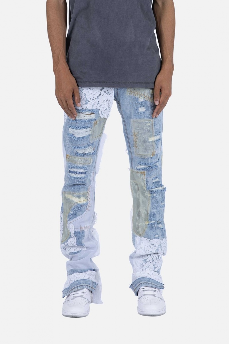 Straight Denim Mnml D101 Droit Denim Blue/White Homme | NLO-0617555