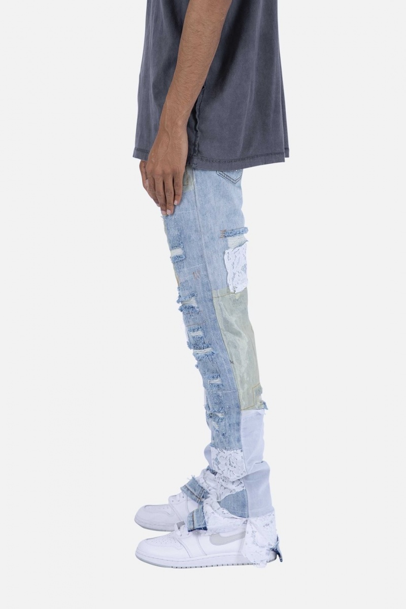 Straight Denim Mnml D101 Droit Denim Blue/White Homme | NLO-0617555