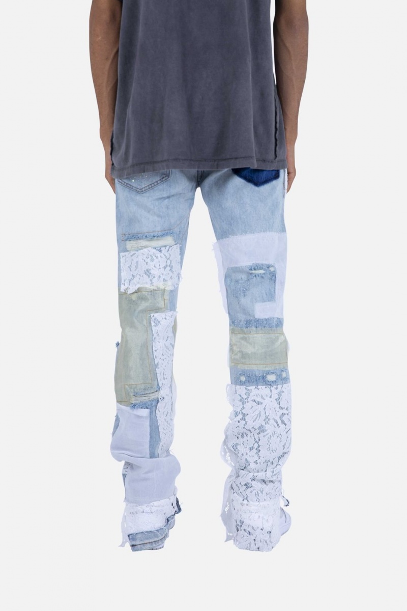 Straight Denim Mnml D101 Droit Denim Blue/White Homme | NLO-0617555