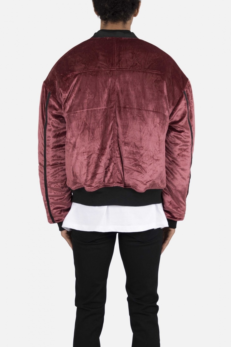 Vestes Mnml Velour Bomber Jacket Bordeaux Homme | YYX-4690570