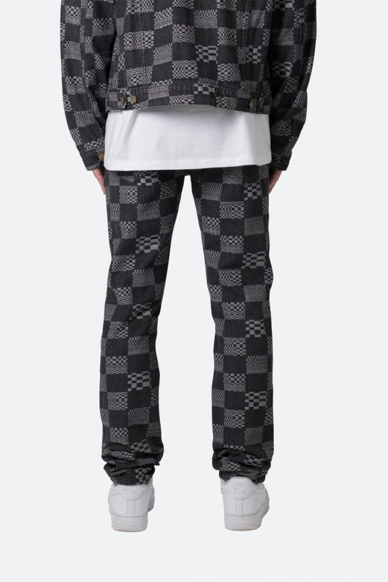 Straight Denim Mnml D528 Checkered Denim Noir  | YAL-8178962