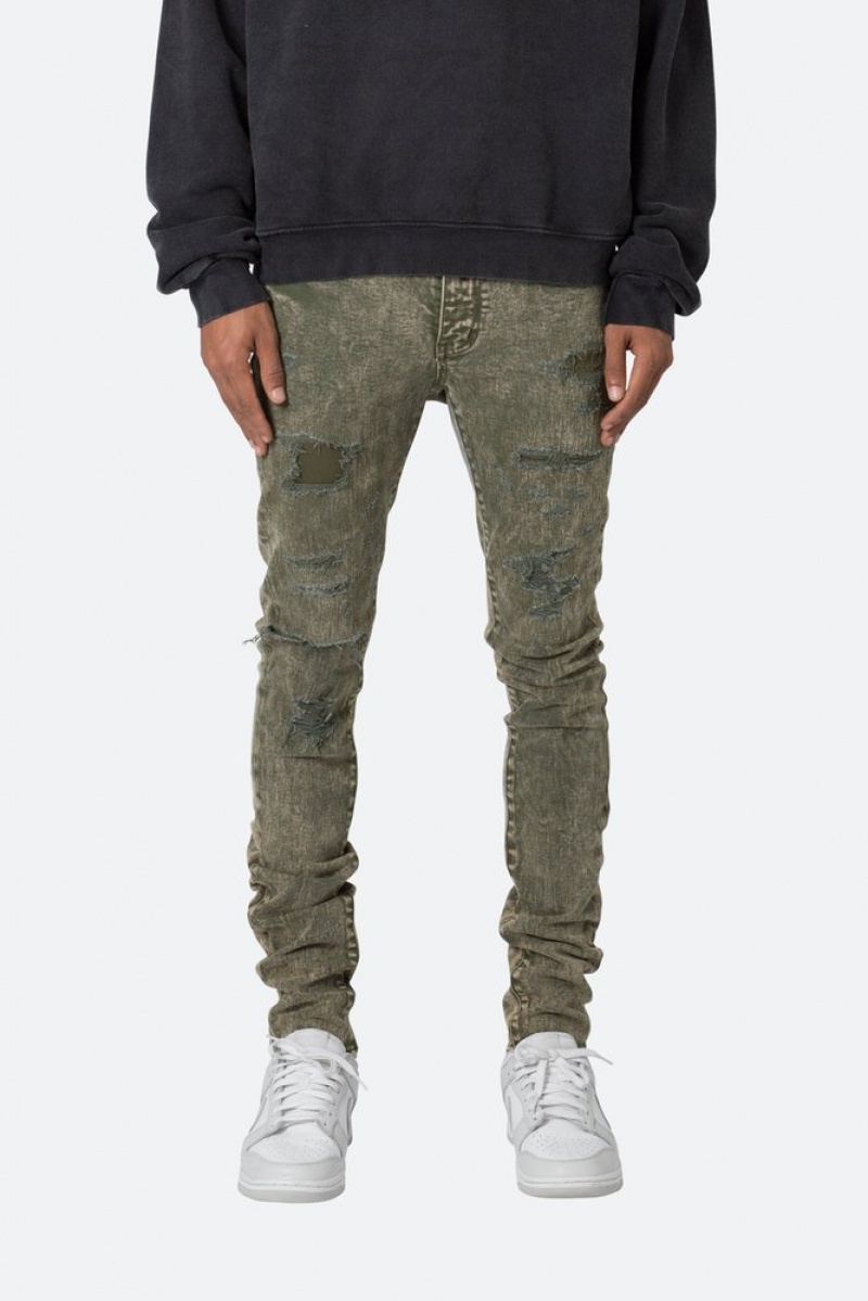 Skinny Denim Mnml X369 Stretch Mince Denim Vert Olive  | PBZ-2528526