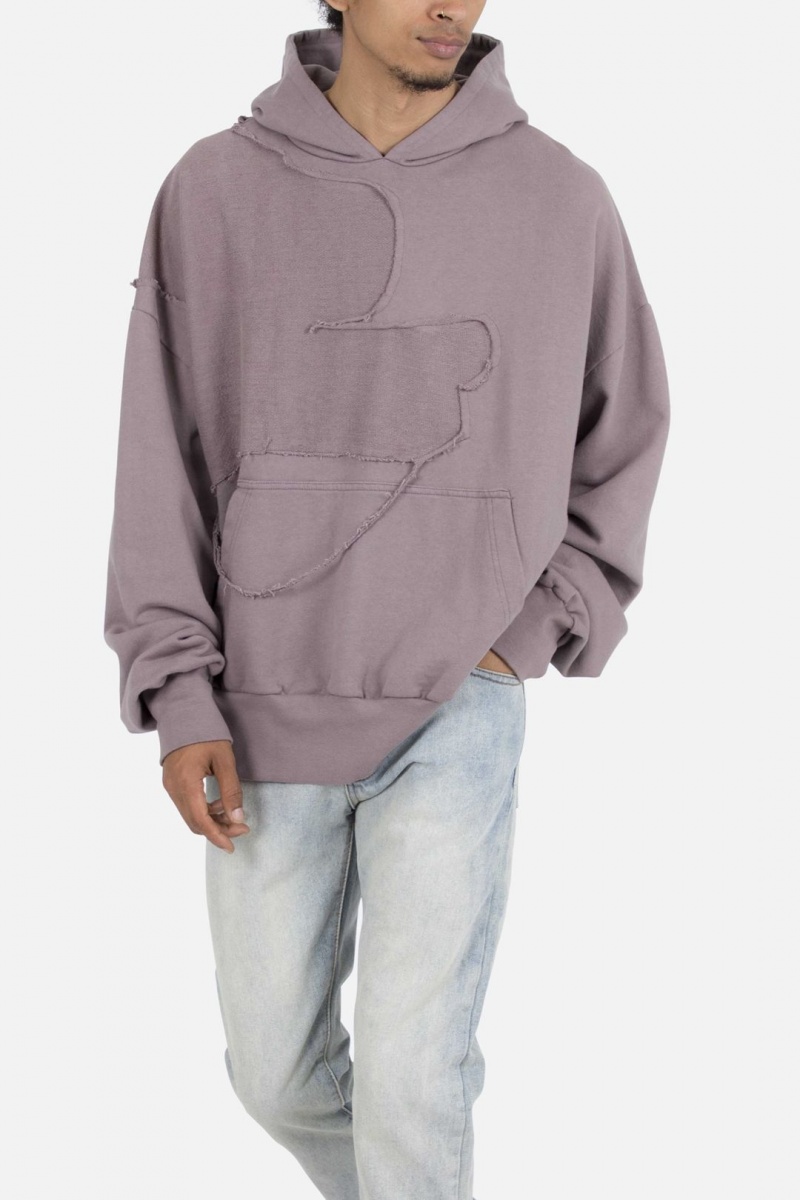 Sweats Mnml Washed Paneled Hoodie Violette Homme | IZN-0948725