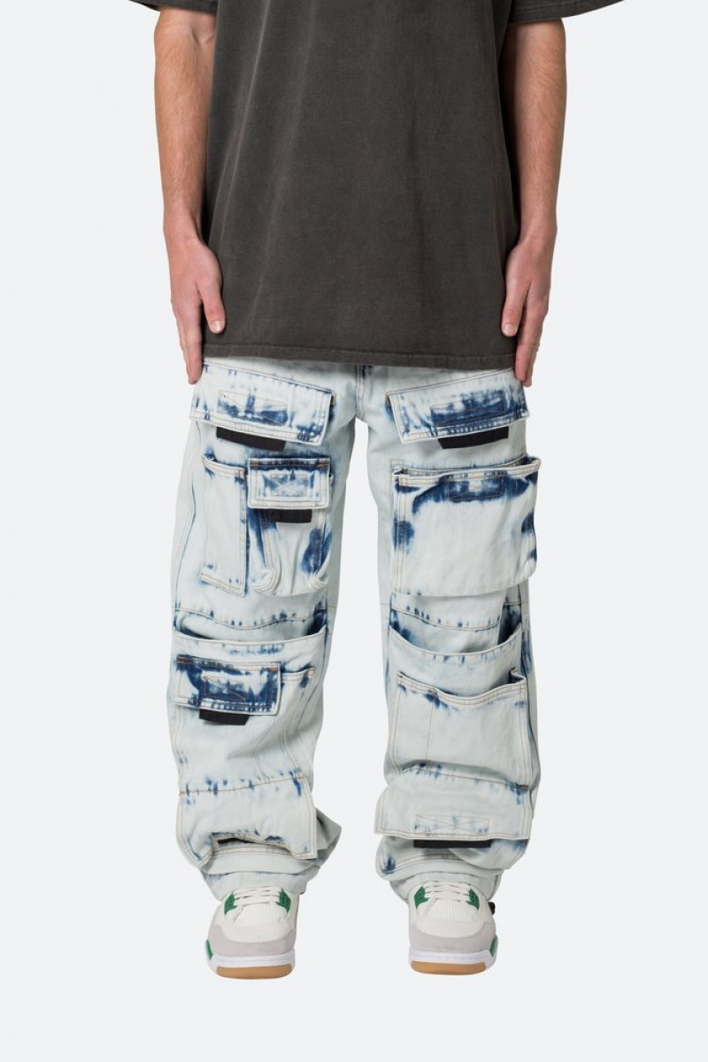 Baggy Denim Mnml Ultra Baggy Spray Cargo Denim Bleu  | HFY-5682701