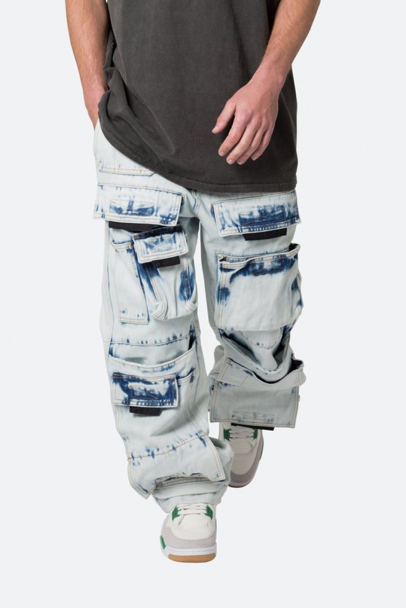 Baggy Denim Mnml Ultra Baggy Spray Cargo Denim Bleu  | HFY-5682701