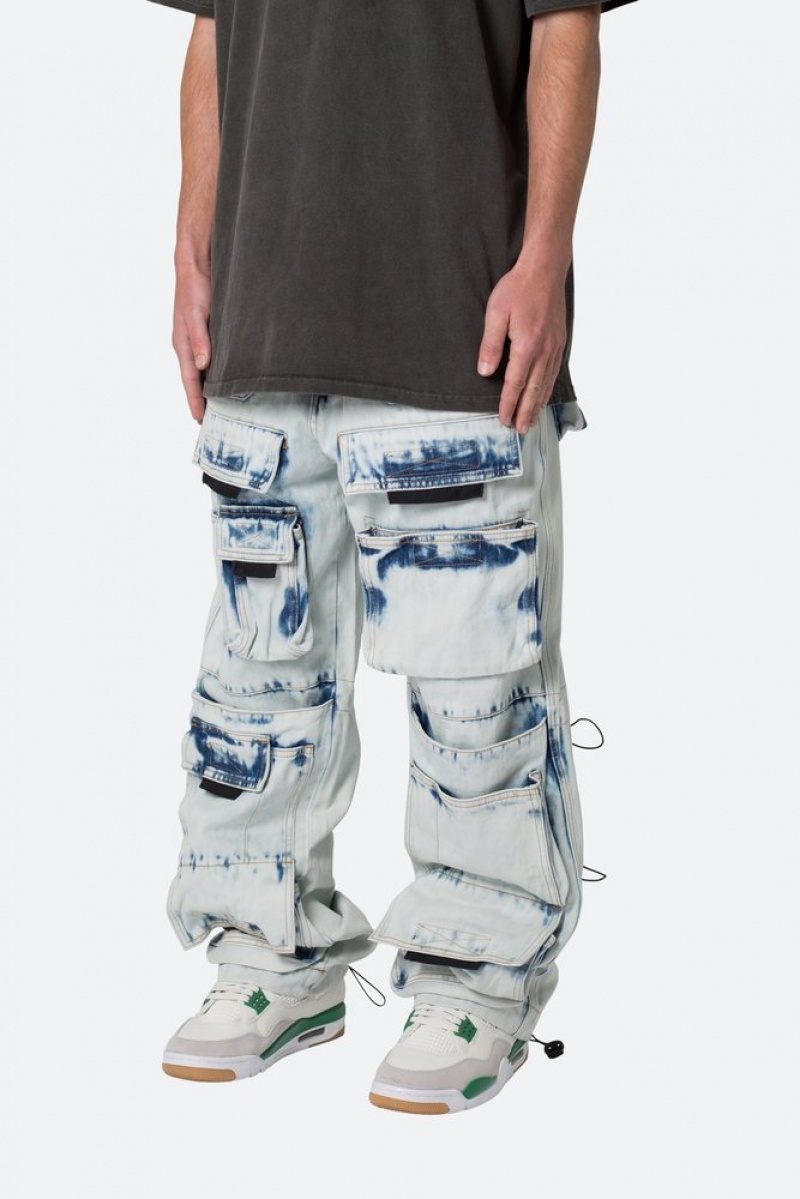 Baggy Denim Mnml Ultra Baggy Spray Cargo Denim Bleu  | HFY-5682701