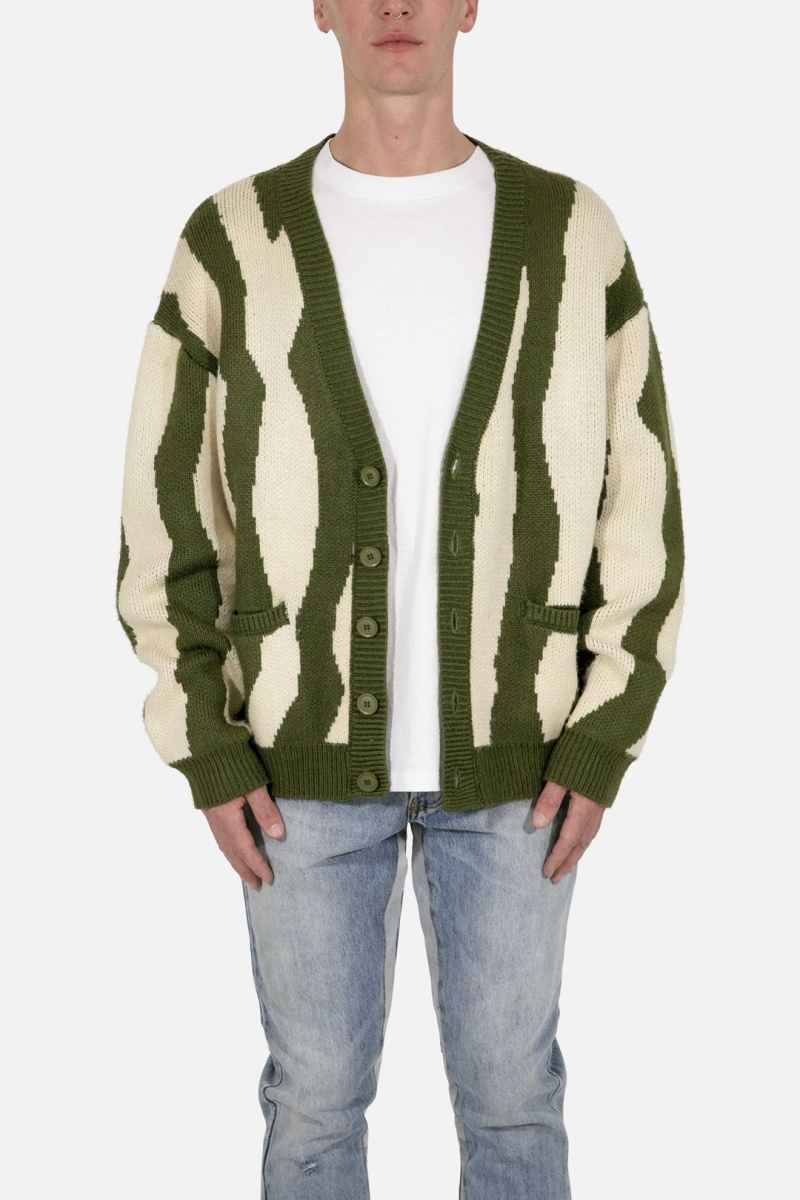 Sweats Mnml Zebra Cardigan Green/White Homme | JFY-9127818