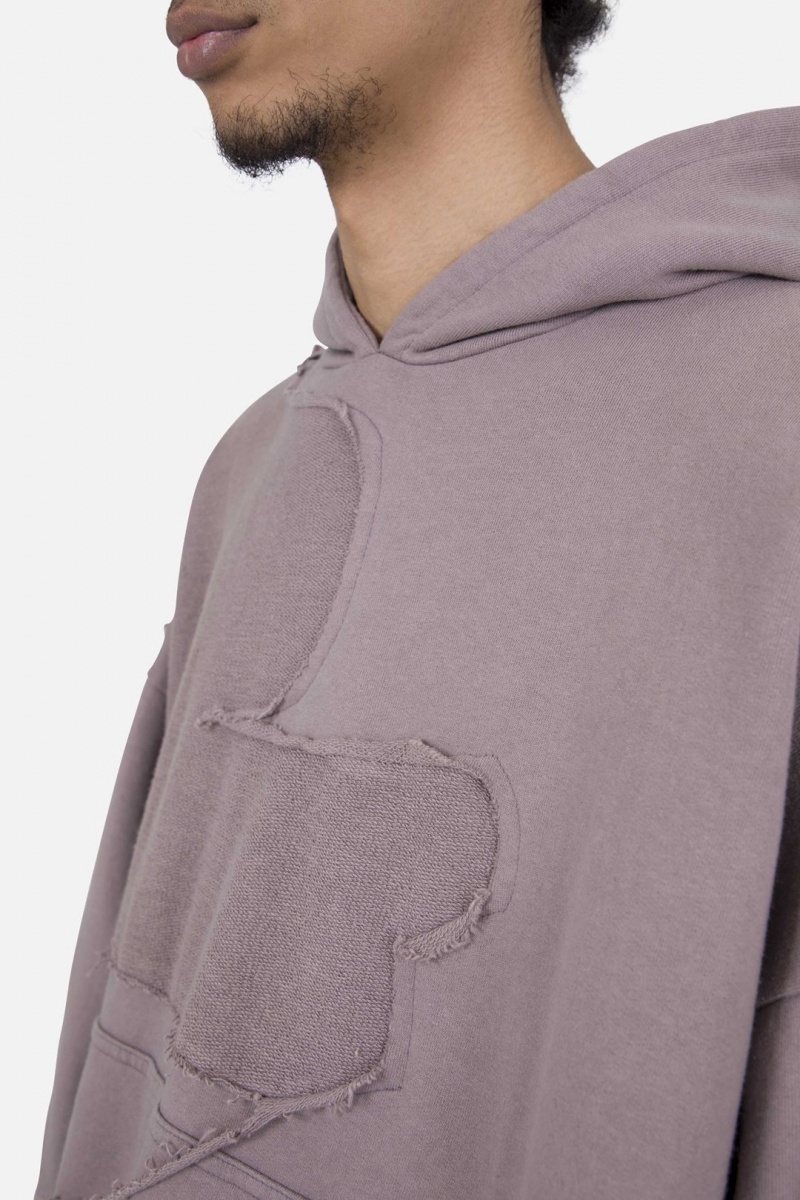 Sweats Mnml Washed Paneled Hoodie Violette Homme | IZN-0948725