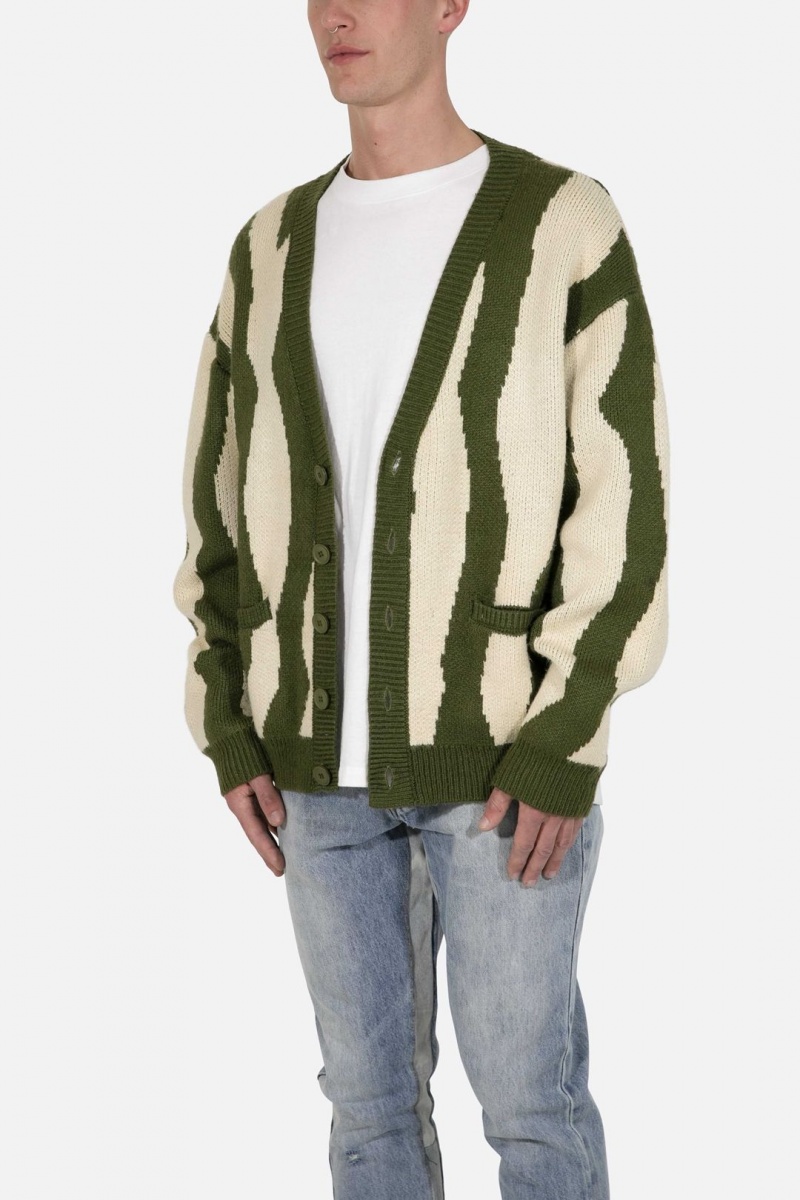 Sweats Mnml Zebra Cardigan Green/White Homme | JFY-9127818