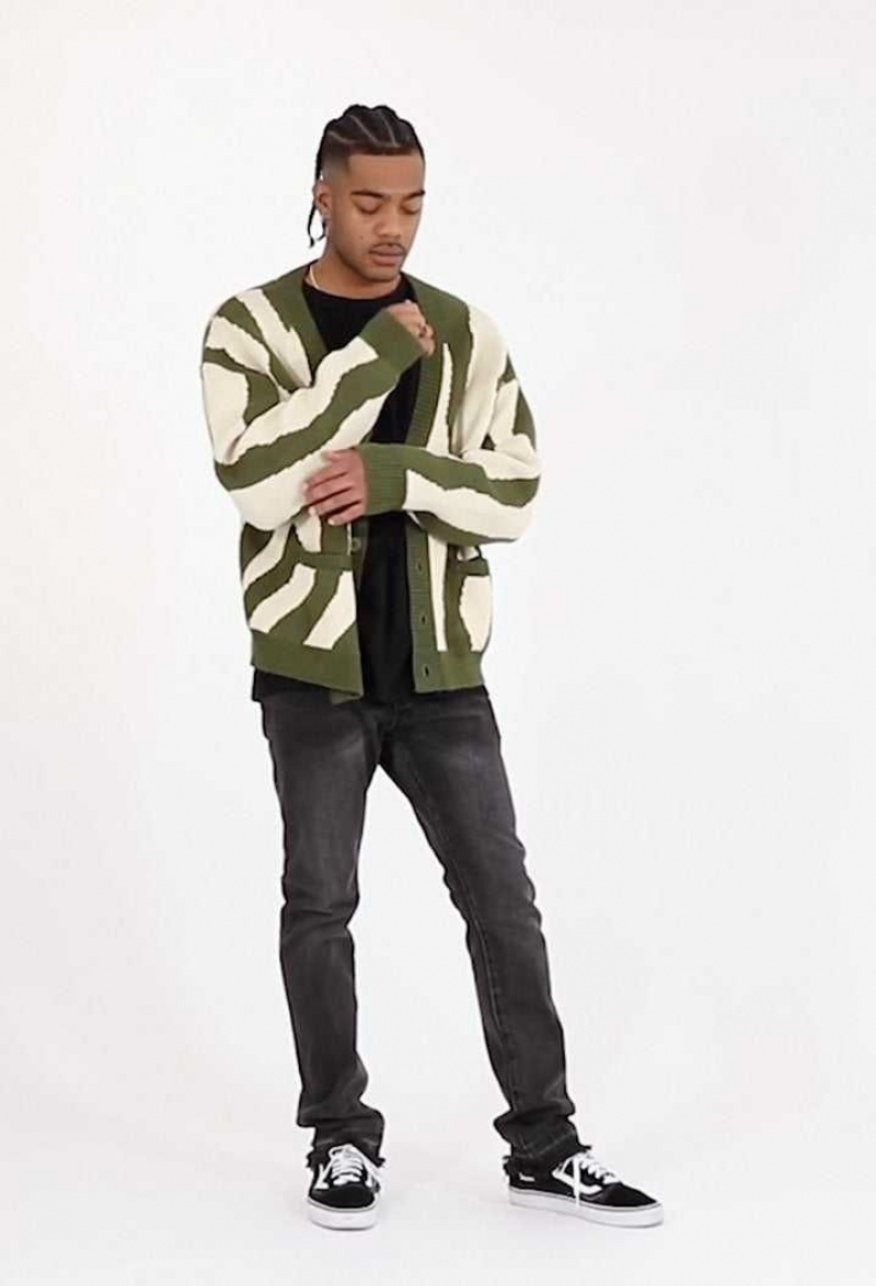 Sweats Mnml Zebra Cardigan Green/White Homme | JFY-9127818